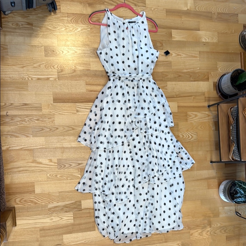 Tahari White and Black Sleeveless Halter Maxi Dress